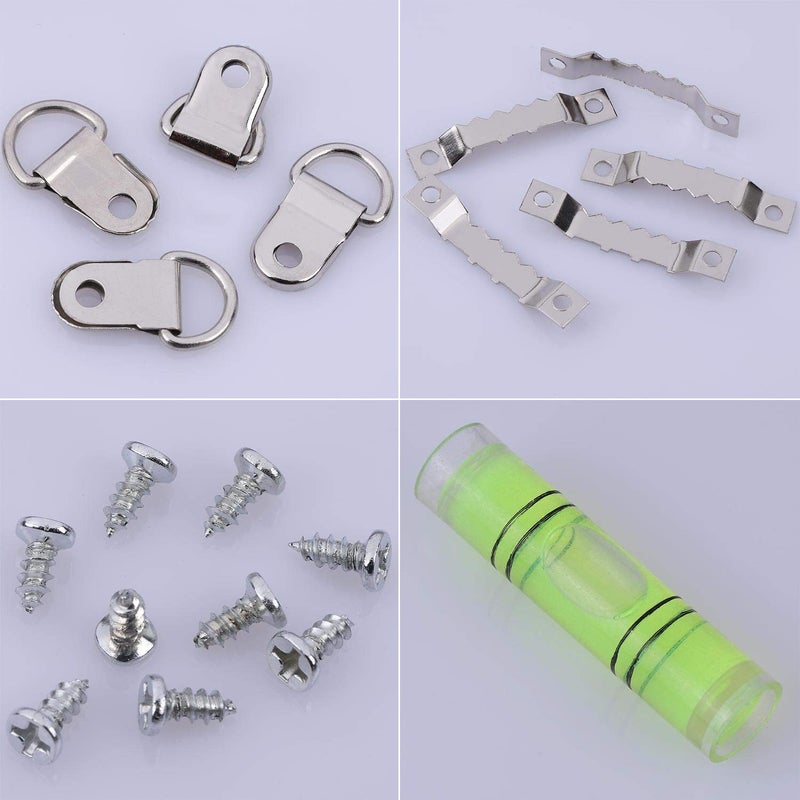 Tbestmax 252 D Ring Picture Frame Hanger and Sawtooth Photo Hanging Hardware Set with Screws and Spirit Level Silver - Image 4