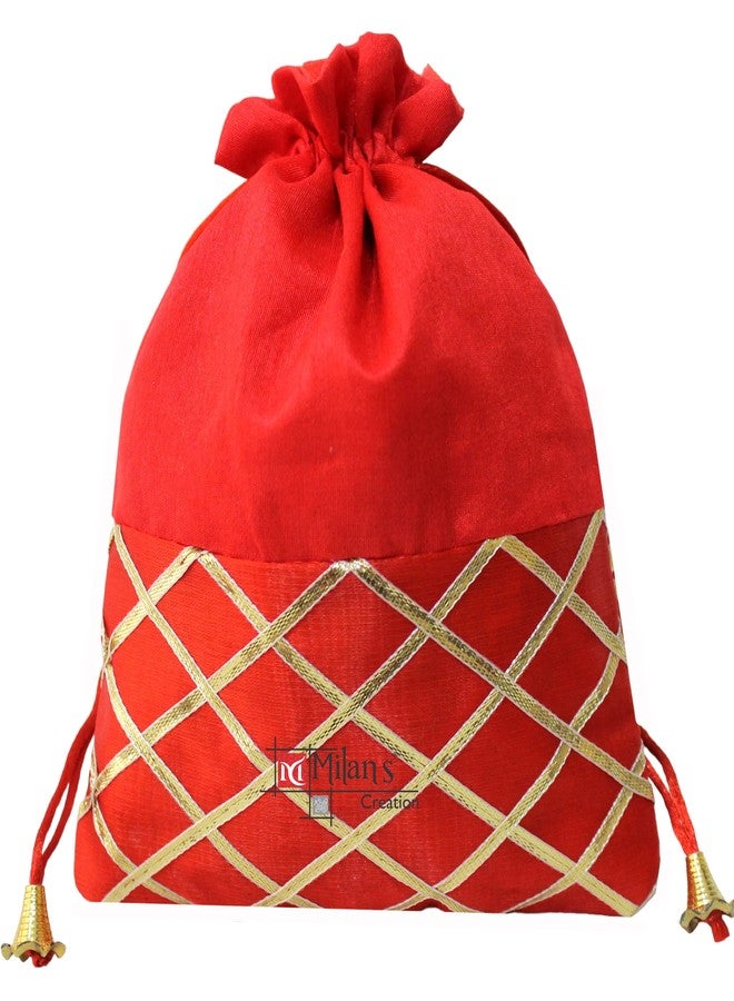 MILAN'S CREATION: Gota lace Colorful Potli Bags for Women, Shagun, Return Gift Potli Bags, Dry Fruits Potli Bags, Party Favor Gift Bags, Giveaways (Set of 6 Mix colors) - Image 2