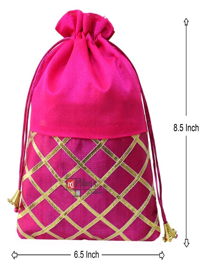 MILAN'S CREATION: Gota lace Colorful Potli Bags for Women, Shagun, Return Gift Potli Bags, Dry Fruits Potli Bags, Party Favor Gift Bags, Giveaways (Set of 6 Mix colors) - Image 3