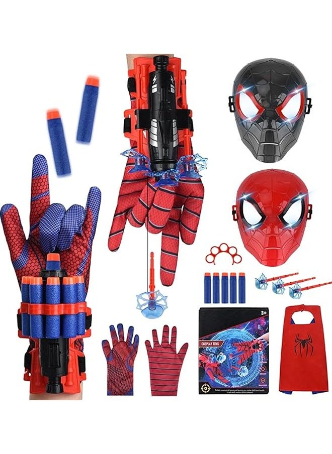 L&E Spider Web Shooter Toy Set:Includes 2 Web Shooters for kids, 2 Spider Hero Gloves,2 Spider Masks and 1 Spider Cape,with Thrilling Spider Web Shooters  - Image 1