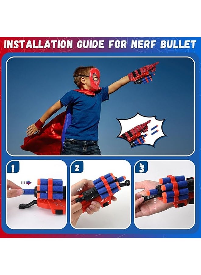 L&E Spider Web Shooter Toy Set:Includes 2 Web Shooters for kids, 2 Spider Hero Gloves,2 Spider Masks and 1 Spider Cape,with Thrilling Spider Web Shooters  - Image 3