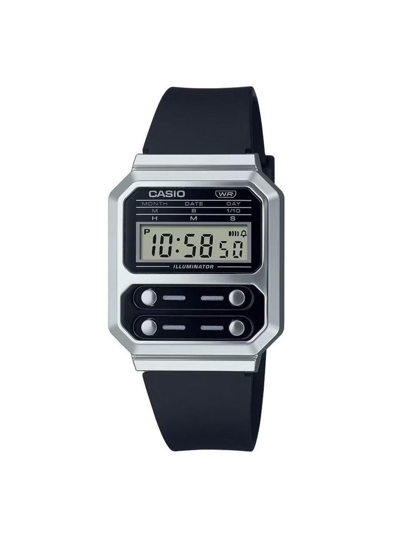 CASIO Unisex Watch Vintage Digital Clear Dial Resin Band A100WEF-1ADF - Image 1