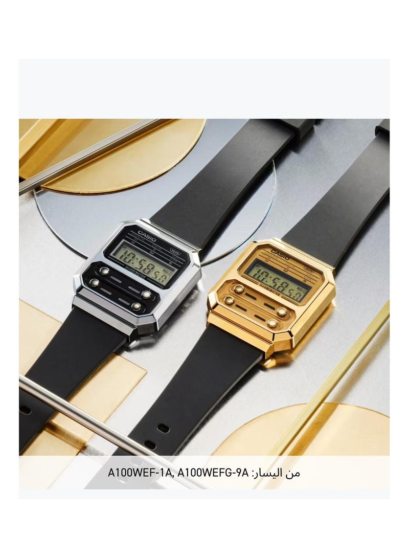 CASIO Unisex Watch Vintage Digital Clear Dial Resin Band A100WEF-1ADF - Image 3