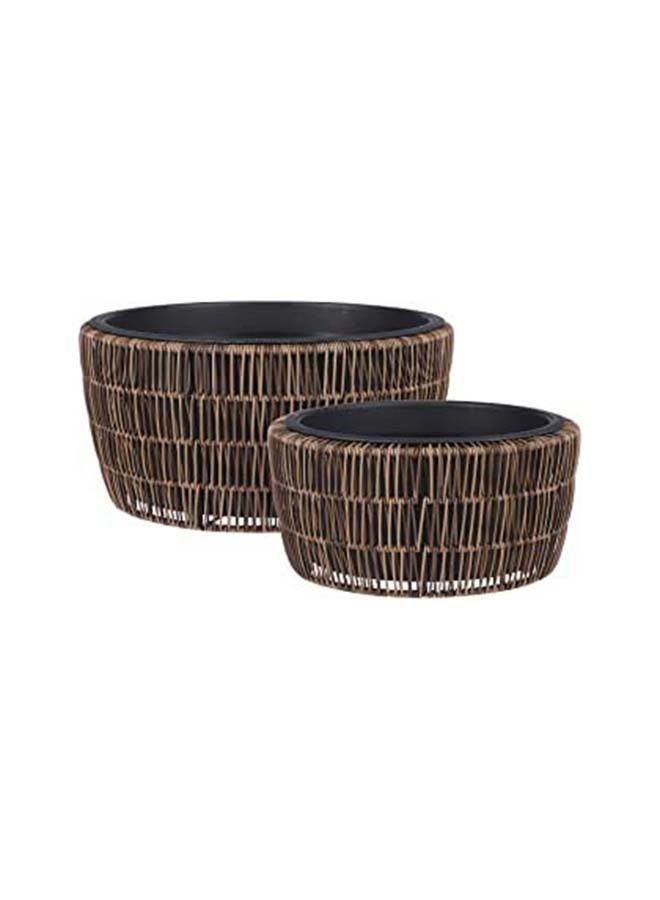 Suncoast Quin Outdoor Round Pot Planters (S)-Brown  - Image 1