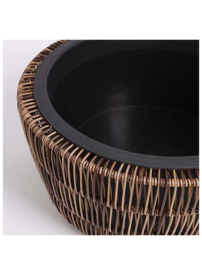 Suncoast Quin Outdoor Round Pot Planters (S)-Brown  - Image 2