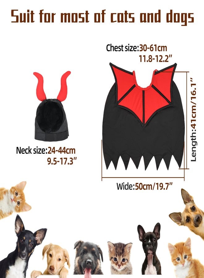 Huafly Cat Costume,Dog Halloween Costumes, Adjustable Vampire Costume with Devil Horns, Comfortable Halloween Costumes for Dogs Cats - Image 3