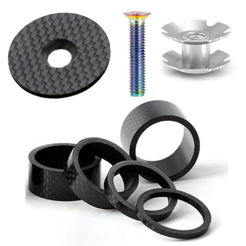 CYCEARTH Bike 3K Carbon Fiber Headset Spacer Kit 3 5 10 15 20mm+ Headset Top Cap + Star Nut + Titanium Bolt Fits 1-1/8 Inch 28.6mm Stems and Forks - Image 1