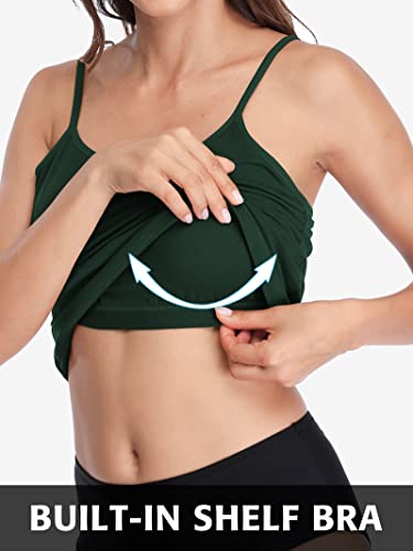 ATTRACO Layer Camisoles with Built in Bra Cami Tank Top Pack Black Green Medium - Image 4