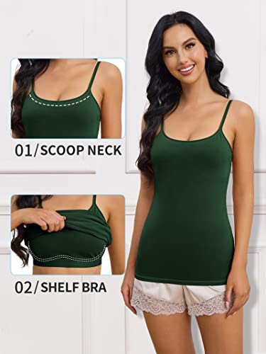 ATTRACO Layer Camisoles with Built in Bra Cami Tank Top Pack Black Green Medium - Image 2