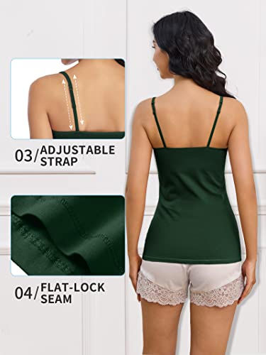 ATTRACO Layer Camisoles with Built in Bra Cami Tank Top Pack Black Green Medium - Image 3
