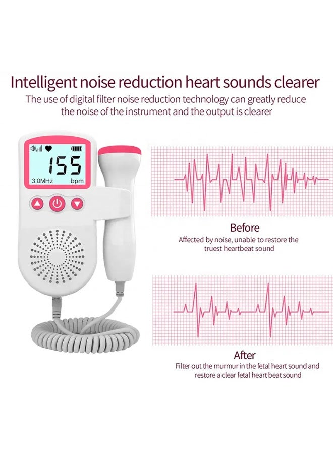 Lemon Medical Ultrasound Doppler Fetal Heart Rate Monitor - Portable Baby Heartbeat Detector with LCD Display for Home Use - Image 2