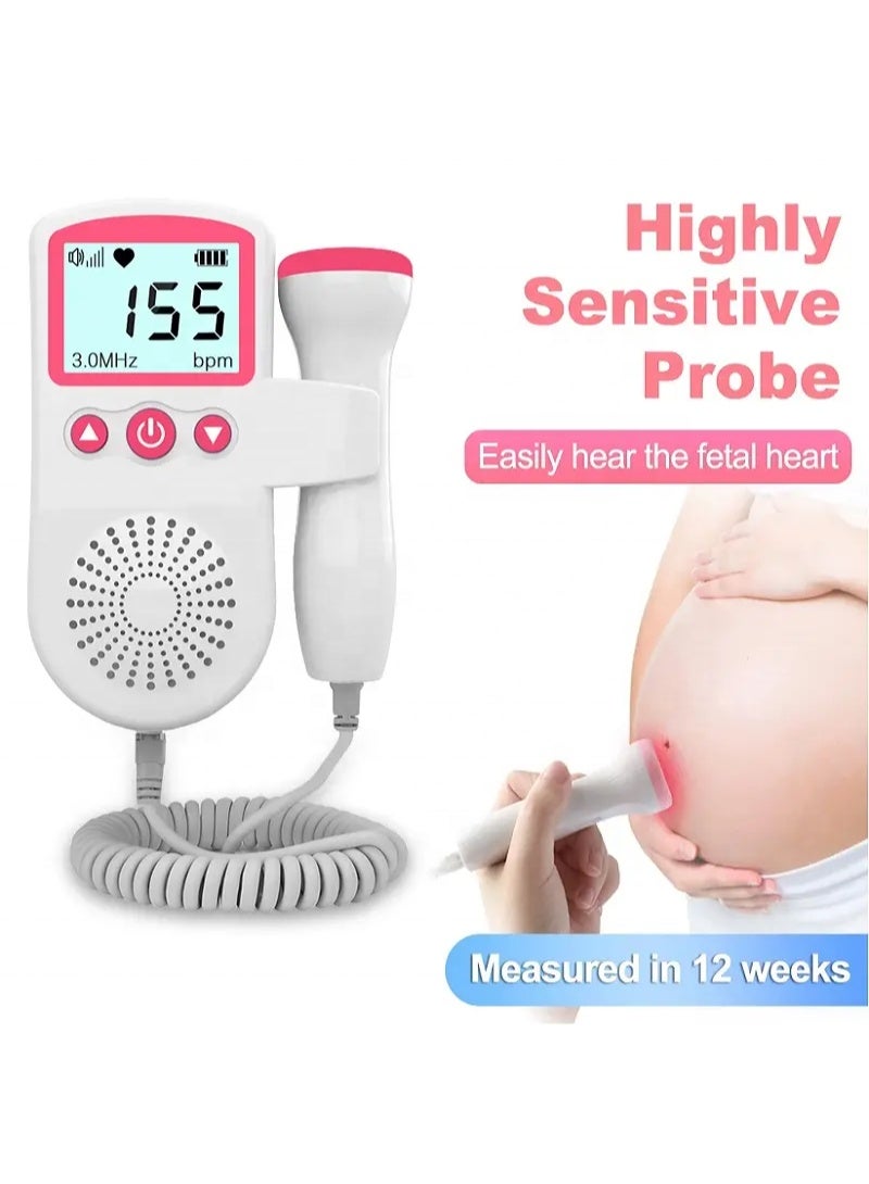 Lemon Medical Ultrasound Doppler Fetal Heart Rate Monitor - Portable Baby Heartbeat Detector with LCD Display for Home Use - Image 3
