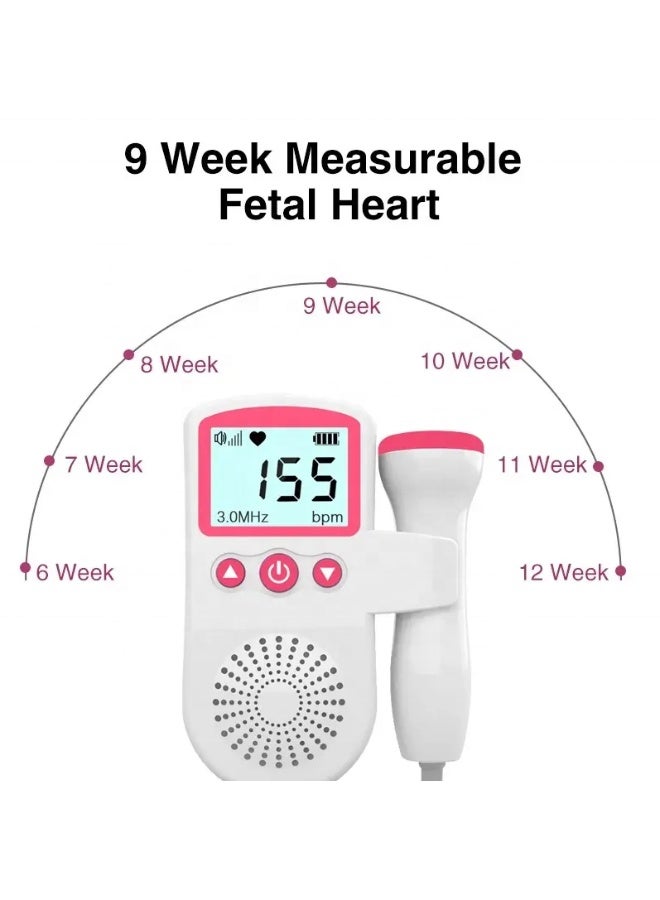 Lemon Medical Ultrasound Doppler Fetal Heart Rate Monitor - Portable Baby Heartbeat Detector with LCD Display for Home Use - Image 4