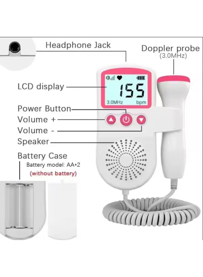 Lemon Medical Ultrasound Doppler Fetal Heart Rate Monitor - Portable Baby Heartbeat Detector with LCD Display for Home Use - Image 5