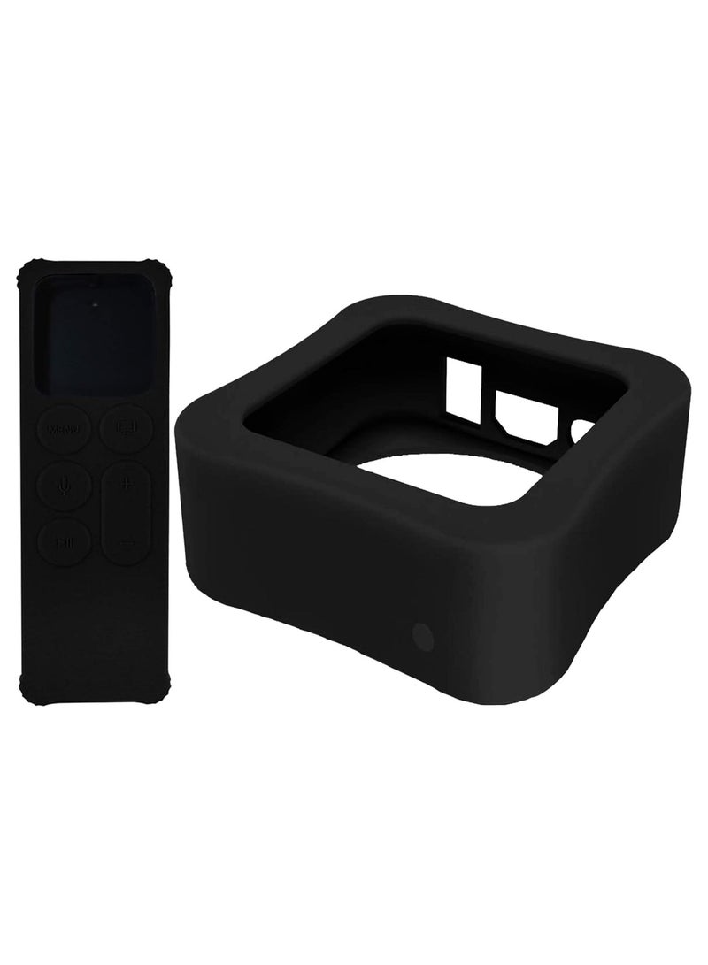 TV Box Case with Remote Case Compatible with Apple TV 4K 5th / 4th, SYMOTOP Shock Proof TV Box Cover and Siri Remote Silicone Protective Cover Compatible with Apple TV 4K 4th 5th Generation - Black  - Image 1