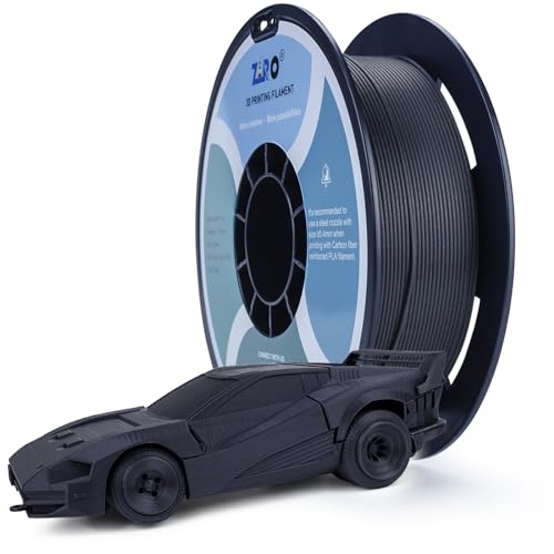 ZIRO Carbon Fiber PLA Filament 1.75mm, CF PLA 3D Printer Filament, Reinforced Material 0.8KG Spool, 15% Carbon Fiber Contained, Fits for Almost All FDM 3D Printers, 1.76lbs, Black - Image 1