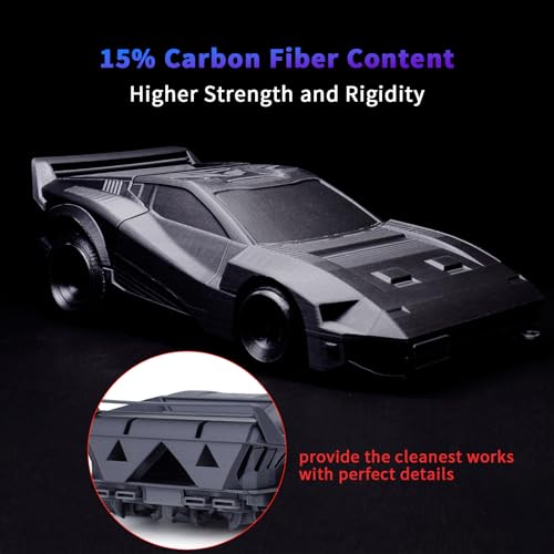 ZIRO Carbon Fiber PLA Filament 1.75mm, CF PLA 3D Printer Filament, Reinforced Material 0.8KG Spool, 15% Carbon Fiber Contained, Fits for Almost All FDM 3D Printers, 1.76lbs, Black - Image 4