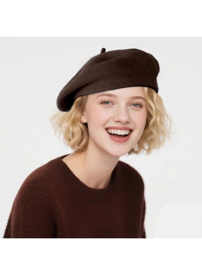 mifengda Classic Beret Hats for Women French Beret Hats Painter Artist Costume Cap for Women Girls Men Kids, Coffee, One size - Image 4
