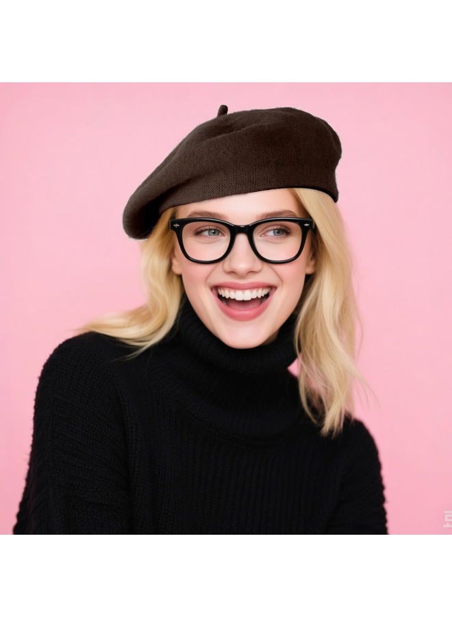 mifengda Classic Beret Hats for Women French Beret Hats Painter Artist Costume Cap for Women Girls Men Kids, Coffee, One size - Image 3
