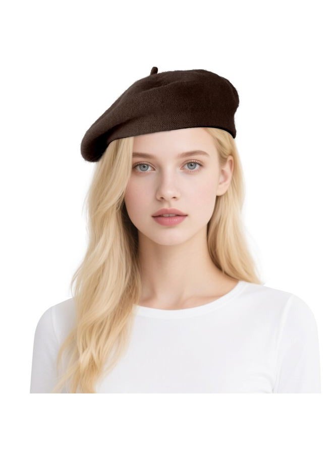 mifengda Classic Beret Hats for Women French Beret Hats Painter Artist Costume Cap for Women Girls Men Kids, Coffee, One size - Image 1