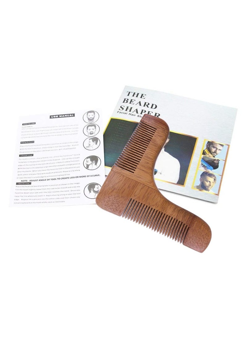 The Beard Shaper - Facial Hair Shaping Tool Wood Style Brown - Image 1