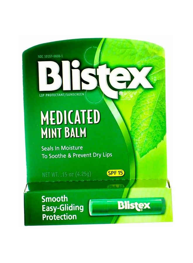 Blistex Medicated Lip Balm Protectant/Sunscreen SPF 15 Mint 015 OZ Pack of 2 - Image 2