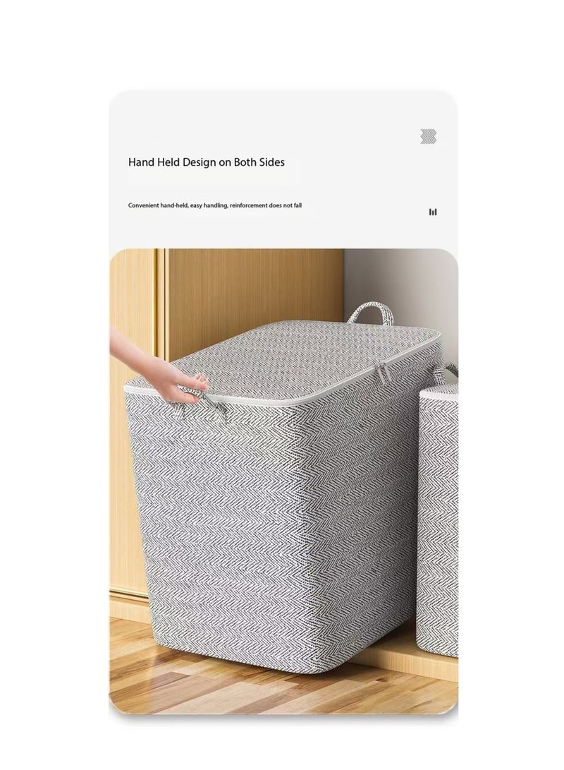 2-Pack Fabric Wardrobe Organizer with Zipper and Handle, Foldable Wardrobe Storage Basket, Stackable Wardrobe Clothes Organizer, Cube Storage Box for Bedroom Wardrobe to Store Sundries Such as Clothes, T-shirts, Jeans, Sweaters, Toys and Books (150L)  - Image 5