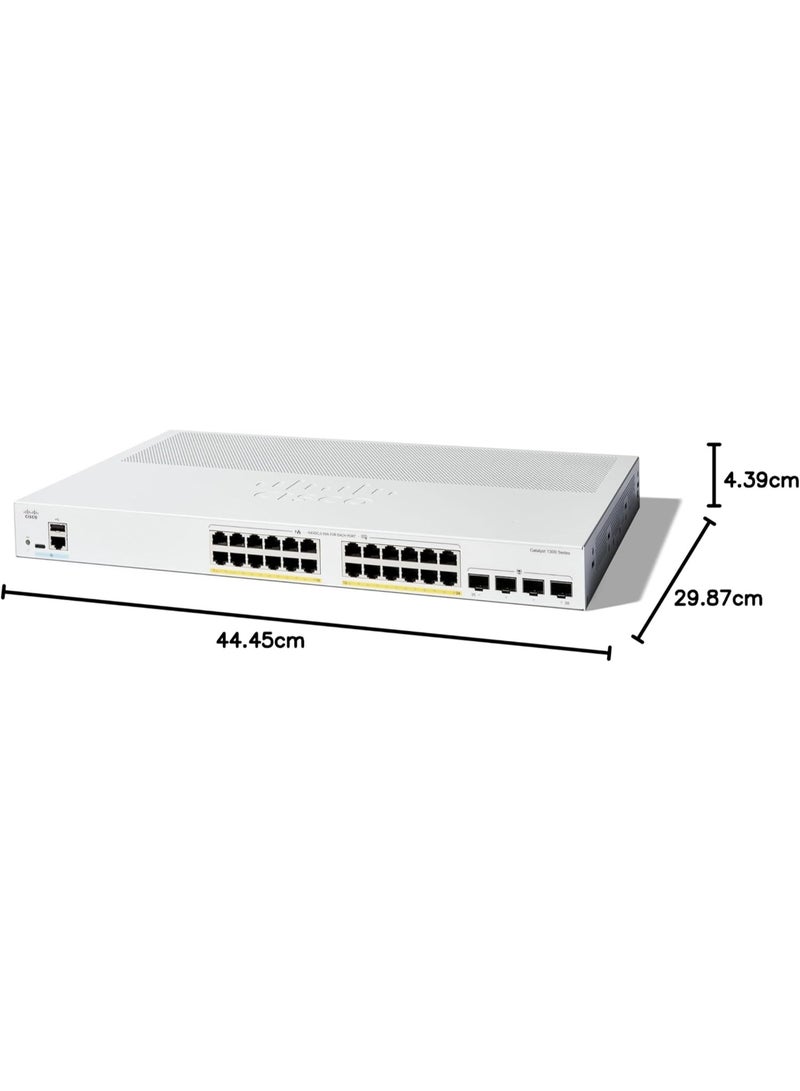 Cisco Systems مفتاح سيسكو كاتاليست 1300-24P-4G المدارة، 24 منفذ GE، PoE، 4x1GE SFP، حماية مدى الحياة محدودة (C1300-24P-4G) - Image 4