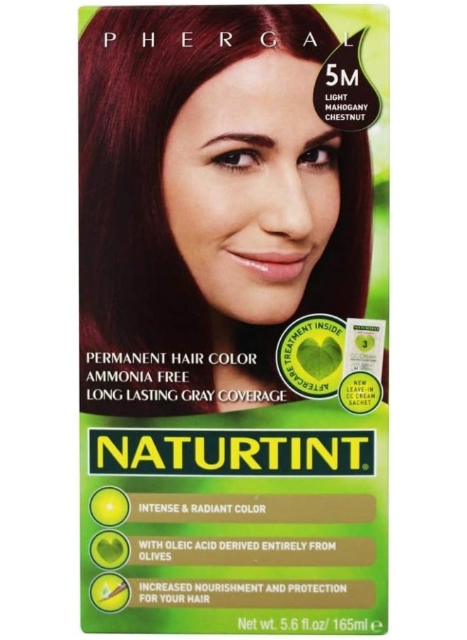 NATURTINT Permanent Hair Colour | For Long Lasting Grey Coverage | Intense & Radiant Colour Shine | Enriched With Natural Ingredients | Free From Ammonia & Paraffin | 5M-Light Mahogany Chestnut 165Ml  - Image 1