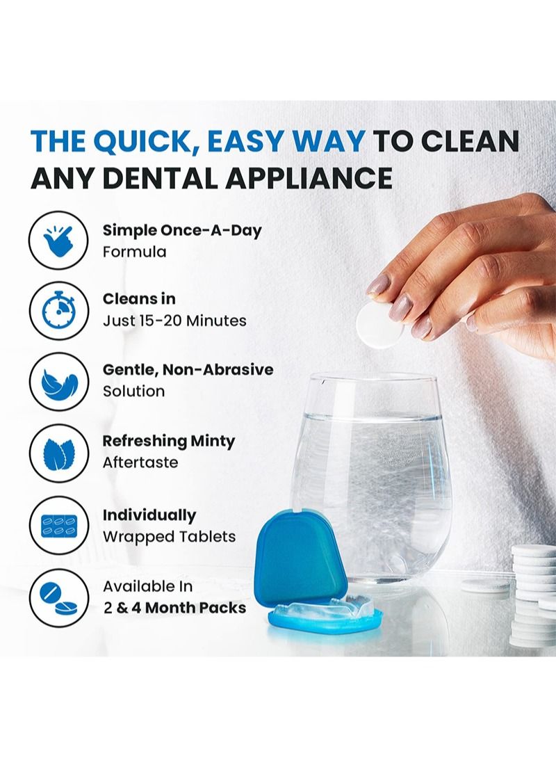 60 Retainer and Denture Cleaning Tablets (2 Months Supply) - Cleaner Removes Plaque, Stains from Dentures/Retainers/Night Guards/Mouth Guard/Aligners and Removable Dental Appliances