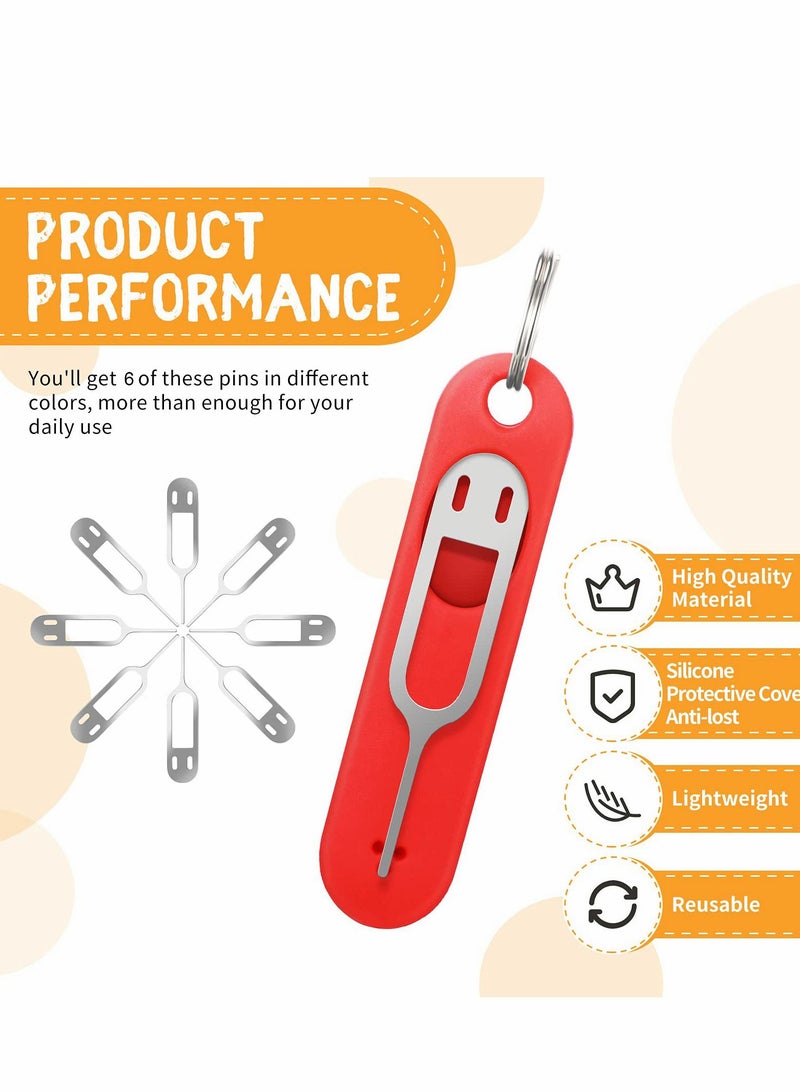SYOSI 6 Pieces Sim Card Removal Tool - Sim Card Tray Pin Eject Removal Tool Pin Opener for Most Smartphones Sim Card Tool Opener Silicone Cover Eject Pin Smartphone Pin - Image 2