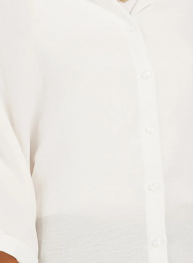 Styli Loose Fit Crinkled 3/4 Sleeves Shirt