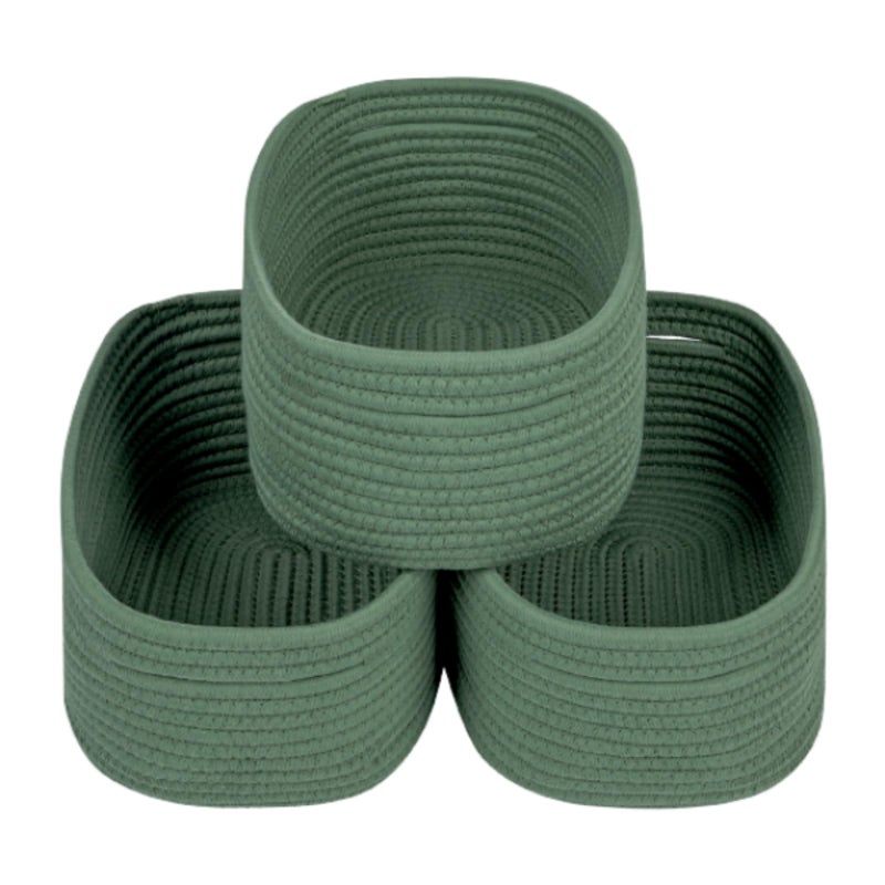 CubesLand Small Storage Basket for Shelves Woven Rope Green Basket for Organizing Durable SkinFriendly Cube Shelf Closet Organizer Bins Toy Storage Organizers Bin Modern Home Decor with Handles