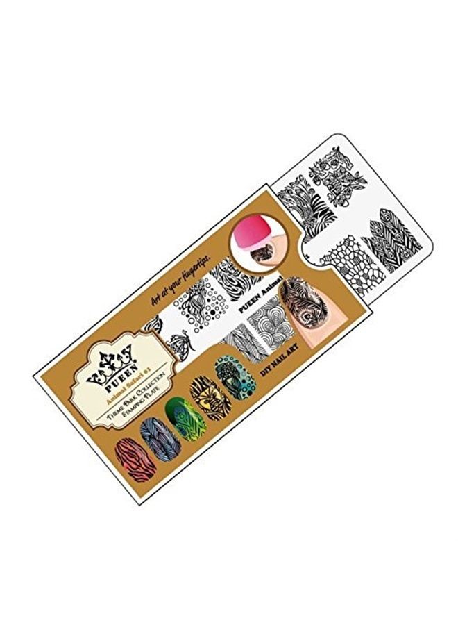 PUEEN Nail Art Stamping Plate - Animal Safari 01 - Theme Park Collection 125x65mm Unique Nailart Polish Stamping Manicure Image Plates Accessories Kit - BH000713 - Image 2