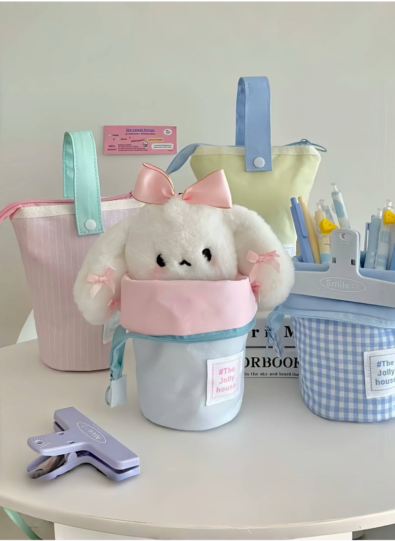 Paraphrase Pink & Mint Green Multi-Functional Foldable & Standable Pencil Case – Cute Storage Pouch & Makeup Brush Holder for School, Travel, and Daily Use  - Image 2