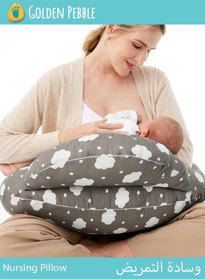 bbet Nursing Pillow for Breastfeeding, Plus Size Breastfeeding Pillows for More Support, with Adjustable Waist Strap and Removable Cotton Cover, Spring Leaves - Image 1