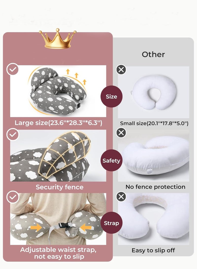 bbet Nursing Pillow for Breastfeeding, Plus Size Breastfeeding Pillows for More Support, with Adjustable Waist Strap and Removable Cotton Cover, Spring Leaves - Image 5