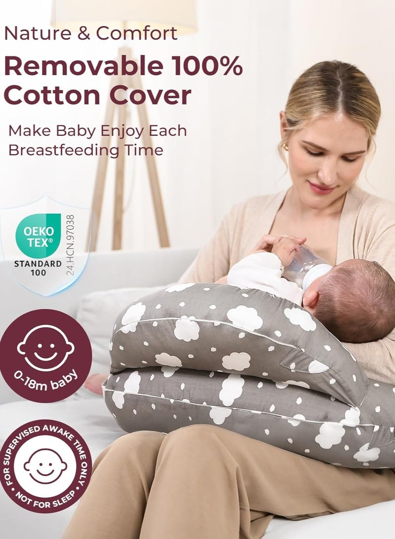 bbet Nursing Pillow for Breastfeeding, Plus Size Breastfeeding Pillows for More Support, with Adjustable Waist Strap and Removable Cotton Cover, Spring Leaves - Image 4