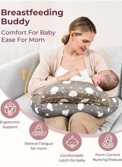 bbet Nursing Pillow for Breastfeeding, Plus Size Breastfeeding Pillows for More Support, with Adjustable Waist Strap and Removable Cotton Cover, Spring Leaves  - Image 2