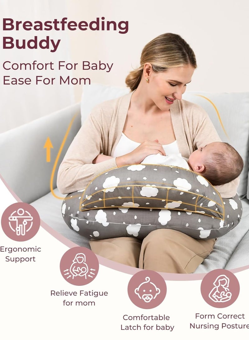 bbet Nursing Pillow for Breastfeeding, Plus Size Breastfeeding Pillows for More Support, with Adjustable Waist Strap and Removable Cotton Cover, Spring Leaves - Image 2