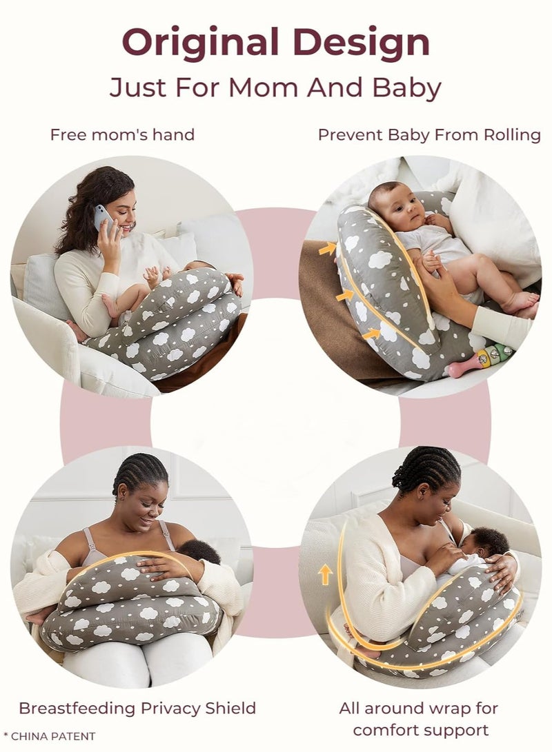bbet Nursing Pillow for Breastfeeding, Plus Size Breastfeeding Pillows for More Support, with Adjustable Waist Strap and Removable Cotton Cover, Spring Leaves - Image 3