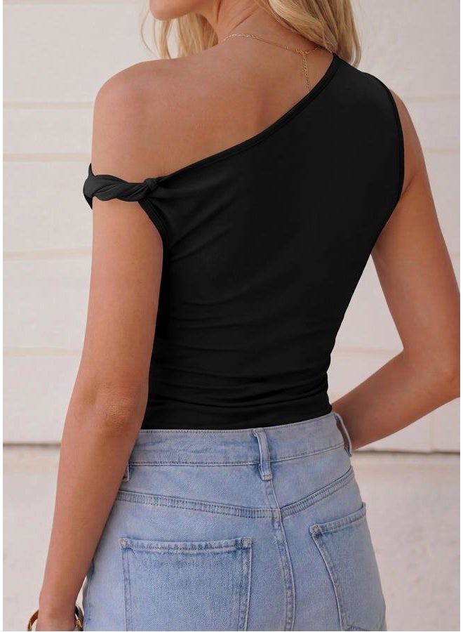 BTFBM Womens Casual Summer Off The Shoulder Tops 2025 Crop Tank Top Fashion Clothes Spring Outfits Going Out T Shirts, Black, S - Image 3