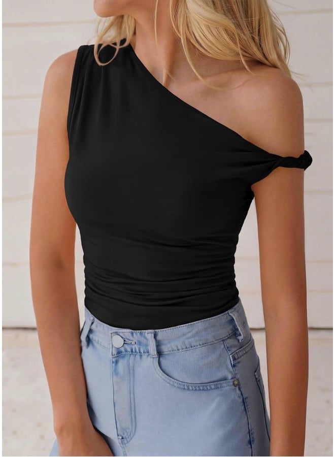 BTFBM Womens Casual Summer Off The Shoulder Tops 2025 Crop Tank Top Fashion Clothes Spring Outfits Going Out T Shirts, Black, S - Image 2