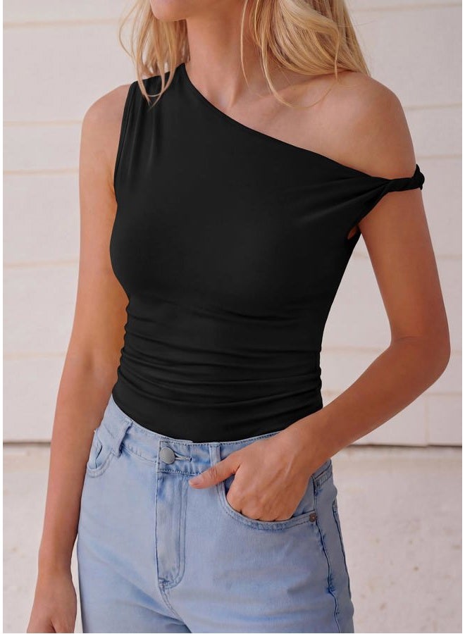 BTFBM Womens Casual Summer Off The Shoulder Tops 2025 Crop Tank Top Fashion Clothes Spring Outfits Going Out T Shirts, Black, S - Image 5