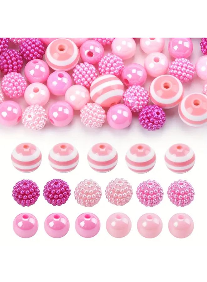 55 قطعة من خرز العلكة الأكريليك مع أحجار الراين، مقاس 15 مم و12 مم، بأسلوب البرتقال والفراولة، باللون الوردي الباستيل والأبيض المخطط، لصناعة المجوهرات والأساور والقلائد، وأعمال الحرف اليدوية، لوازم خرز الحرف اليدوية، خرز بتصميم مرح مع زخارف أحجار الراين - Image 1