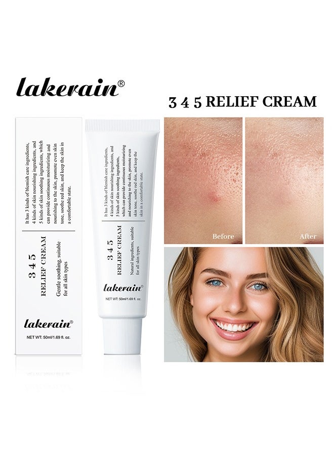 ليكرين - 345 Relief Cream ، كريم الإصلاح المكثف 345 ، كريم حاجز مرطب مهدئ للوجه ، كريم للوجه ، كريم للوجه ، العناية بالبشرة للبشرة الجافة والحساسة - ترطيب دائم وإصلاح الحاجز 50 مل - Image 1