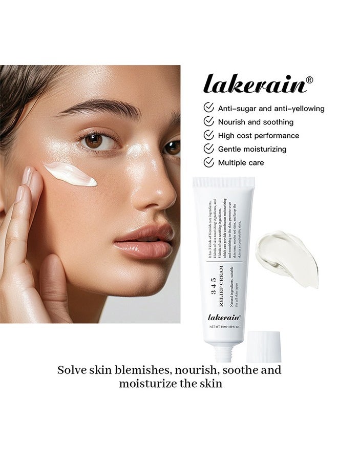 ليكرين - 345 Relief Cream ، كريم الإصلاح المكثف 345 ، كريم حاجز مرطب مهدئ للوجه ، كريم للوجه ، كريم للوجه ، العناية بالبشرة للبشرة الجافة والحساسة - ترطيب دائم وإصلاح الحاجز 50 مل - Image 1