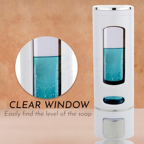 BATH GURU ABS Plastic Wall Mounted Soap Shampoo Conditioner Hand Wash Gel Dispenser Liquid Soap Sanitizer Dispenser for Bathroom Basin Kitchen Sink 400 Ml Pack of 3 White - Image 2