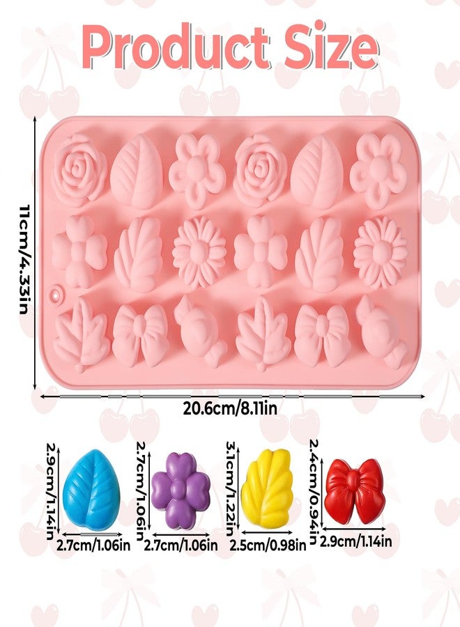 Aysatogc 2PCS Flower Candy Molds, Silicone Flower Shape Chocolate Candy Molds Set Ice Cube Tray Pudding Mold Cookie Mold for Desserts Making - Image 2