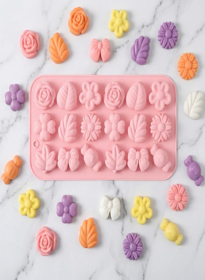 Aysatogc 2PCS Flower Candy Molds, Silicone Flower Shape Chocolate Candy Molds Set Ice Cube Tray Pudding Mold Cookie Mold for Desserts Making - Image 4